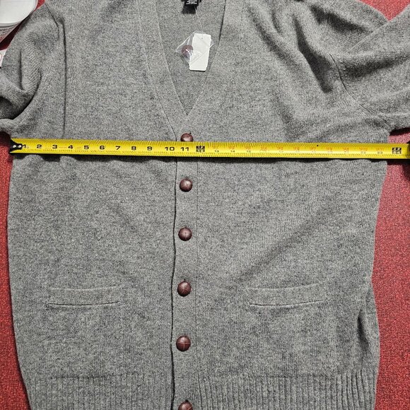 Jos A Bank Executive Sweater XL Mens Gray Lambswool Cardigan Grandpa Academia - Picture 6 of 7
